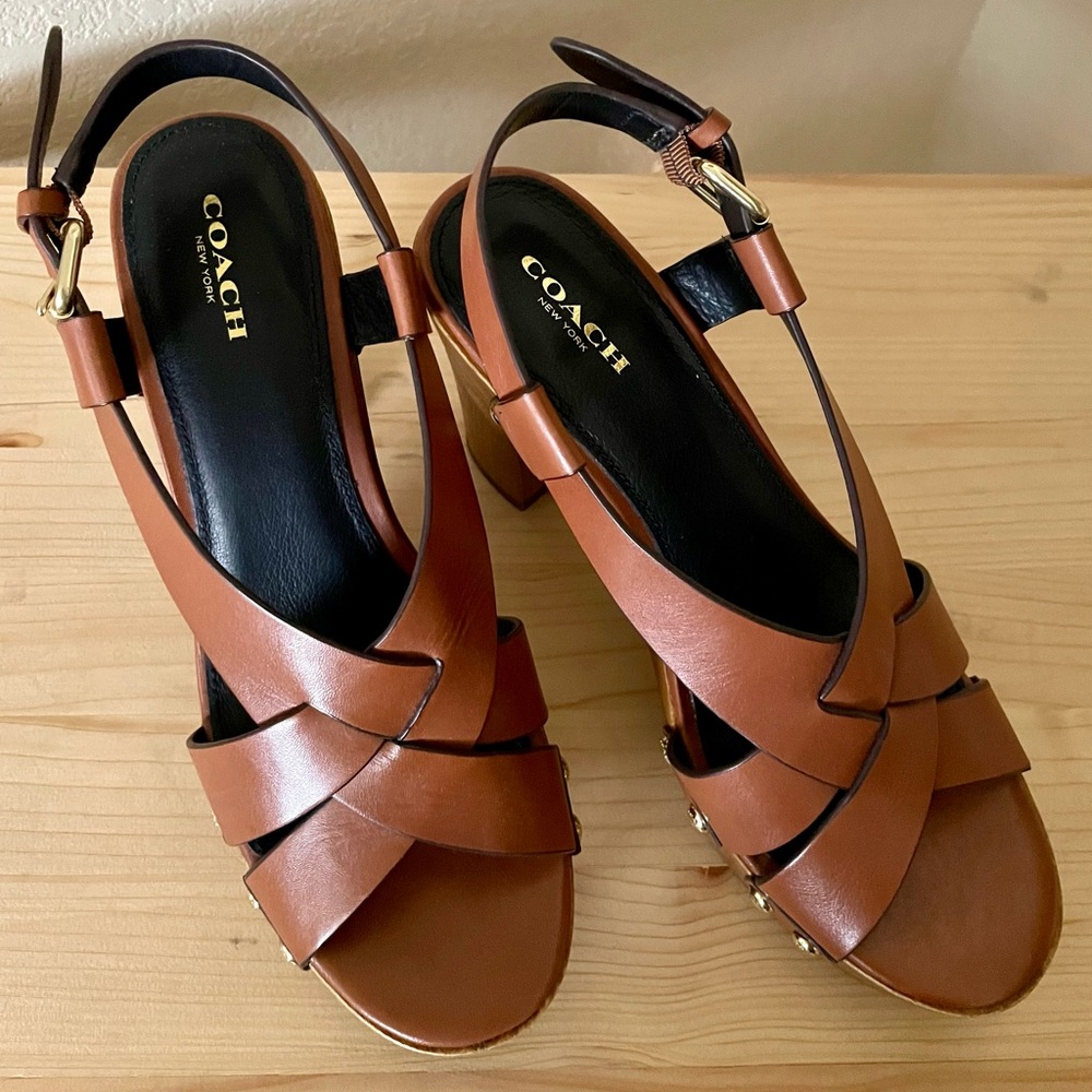 COACH Adessa Semi Matte Calf (Saddle & Wood) - Picture 1 of 11